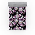 thumbnail image 1 of Ambesonne Flowers Fitted Sheet, Romantic Bouquet Love Print, Full Size, Pale Fuchsia Black and Teal, 1 of 5