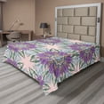 thumbnail image 1 of Ambesonne Flowers Flat Bedding Sheet Soft Top Sheet, Fractal Look Floral Print, King, Violet Green Blue, 1 of 1