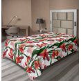 thumbnail image 1 of Ambesonne Flowers Flat Bedding Sheet Soft Top Sheet, Peruvian Lily Ornament Art, Twin XL, Dark Coral and Green, 1 of 1