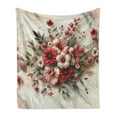 thumbnail image 1 of Ambesonne Flowers Fleece Throw Blanket Tender Floral Marble Print 50"x60" Pale Ruby and Laurel Green, 1 of 5