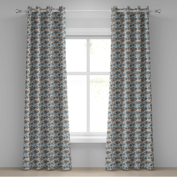 Ambesonne Flowers Grommet Curtain, Abstract Drawing, 50" x 96", Pale Blue Multicolor