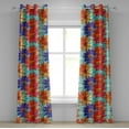 thumbnail image 1 of Ambesonne Flowers Grommet Curtain, Grunge Rustic Effect Blooms, 50"x96", Dark Coral Violet and Blue, 1 of 5
