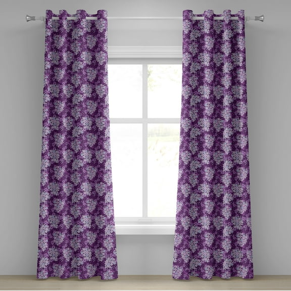 Ambesonne Flowers Grommet Curtain, Hydrangea Lilacs Field, 50" x 72", Pale Blue Purple White