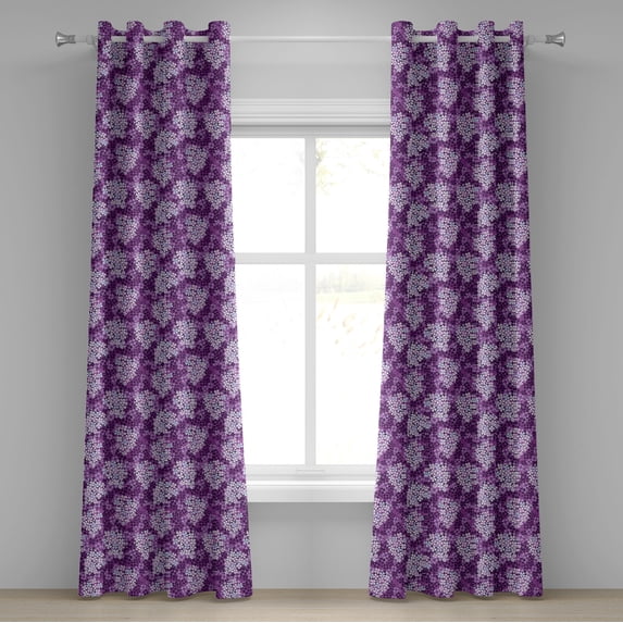 Ambesonne Flowers Grommet Curtain, Hydrangea Lilacs Field, 50" x 84", Pale Blue Purple White