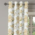 thumbnail image 1 of Ambesonne Flowers Grommet Curtain Single Panel, Floral Roses Vector, 50"x60", White and Beige, 1 of 5