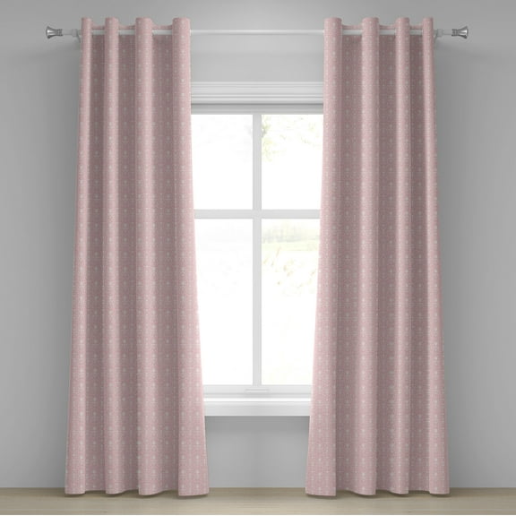 Ambesonne Flowers Grommet Curtain, Vintage Damask Home, 50" x 72", Pale Pink White