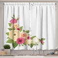 thumbnail image 1 of Ambesonne Flowers Kitchen Curtains, Ranunculus and Roses Design, 55"x39", Pink Cream Olive Green, 1 of 3