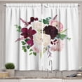 thumbnail image 1 of Ambesonne Flowers Kitchen Curtains, Romantic Floral Bouquet Art, 55"x45", Dark Fuchsia Ivory and Rose, 1 of 3