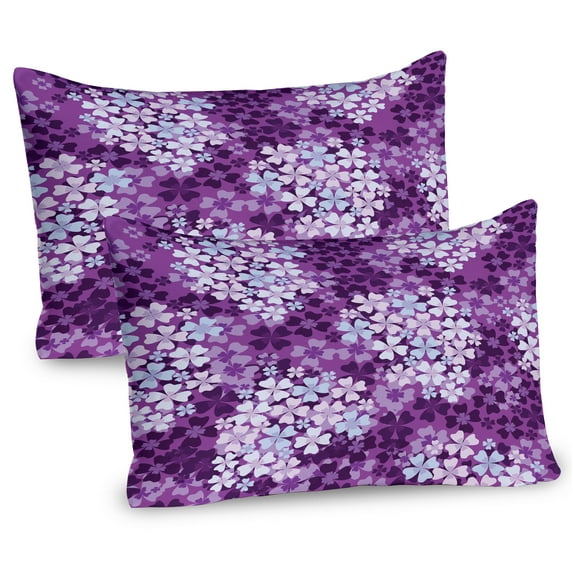 Ambesonne Flowers Pillow Sham 2 Pack, Hydrangea Lilacs Field, 30"x20", Pale Blue Purple White