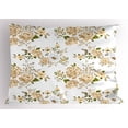 thumbnail image 1 of Ambesonne Flowers Pillow Sham, Floral Roses Vector, 26" X 20", White and Beige, 1 of 2