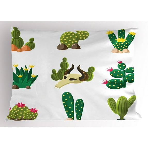 Ambesonne Flowers Pillow Sham, Mexican South Desert, 26" X 20", Multicolor