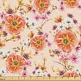 thumbnail image 1 of Ambesonne Flowers Print Fabric by the Yard, Romantic Retro Floral, 1 Yard, Salmon Fuchsia and Pale Peach, 1 of 5