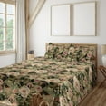 thumbnail image 1 of Ambesonne Flowers Print Fitted & Flat Sheet with Shams 4 Pcs Set, Countryside Roses Art, Calking, Pale Rose Laurel Green, 1 of 1
