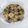 thumbnail image 1 of Ambesonne Flowers Print Fitted Round Tablecloth, Countryside Roses Art, 56"- 60" Diameter, Pale Rose Laurel Green, 1 of 5