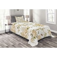 thumbnail image 1 of Ambesonne Flowers Quilted Bedspread Set 2 Pcs, Floral Roses Vector, Twin Size, White and Beige, 1 of 5