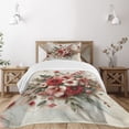 thumbnail image 1 of Ambesonne Flowers Quilted Bedspread Set 2 Pcs, Tender Floral Marble Print, Twin Size, Pale Ruby and Laurel Green, 1 of 5