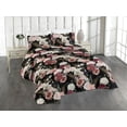 thumbnail image 1 of Ambesonne Flowers Quilted Bedspread Set 3 Pcs, Blossoming Roses Romantic, King, Black Multicolor, 1 of 4