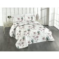 thumbnail image 1 of Ambesonne Flowers Quilted Bedspread Set 3 Pcs, Innocent Leaves Exotic Art, King, Almond Lilac and Grey Teal, 1 of 4