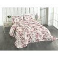 thumbnail image 1 of Ambesonne Flowers Quilted Coverlet 2 Pcs, Spring Floral Chevron Art, Twin Size, Chocolate and Pale Pink, 1 of 4