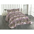 thumbnail image 1 of Ambesonne Flowers Quilted Coverlet 3 Pcs, Watercolor Meadow Flowers, King Size, Mauve Army Green and Rose, 1 of 4
