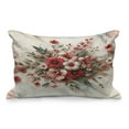 thumbnail image 1 of Ambesonne Flowers Quilted Pillowcover, Tender Floral Marble Print, 36" x 20", Pale Ruby and Laurel Green, 1 of 2