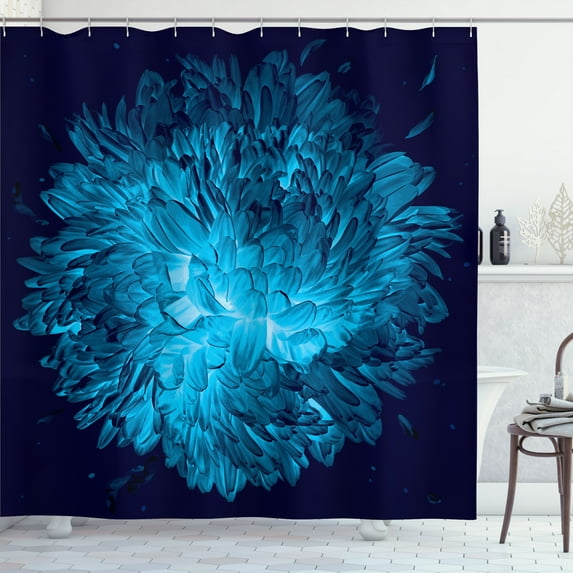 Ambesonne Flowers Shower Curtain, Luminous Chrysanthemum Art, 69"Wx75"L, Grey Sky Blue