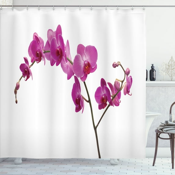 Ambesonne Flowers Shower Curtain, Wild Orchids Petals, 69"Wx75"L, Violet