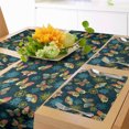 thumbnail image 1 of Ambesonne Flowers Table Runner & Placemats, Butterflies and Flowers, Placemat 4 pcs + Runner 12"x90", Yellow and Petrol Blue, 1 of 2