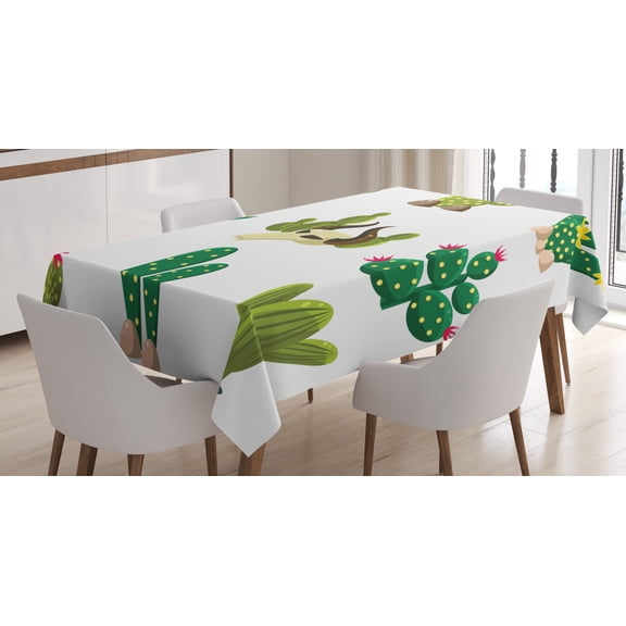 Ambesonne Flowers Tablecloth Rectangular Table Cover, Mexican South Desert, 60"x84", Multicolor