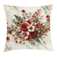 thumbnail image 1 of Ambesonne Flowers Throw Pillow Cushion Cover, Tender Floral Marble Print, 20" X 20", Pale Ruby and Laurel Green, 1 of 2