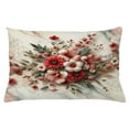 thumbnail image 1 of Ambesonne Flowers Throw Pillow Cushion Cover, Tender Floral Marble Print, 26" X 16", Pale Ruby and Laurel Green, 1 of 2