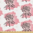 thumbnail image 1 of Ambesonne Flowers Vintage Fabric by the Yard Upholstery, Linear Rose Sketch, 3 Yards, Pastel Pink Charcoal Grey, 1 of 5