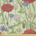 thumbnail image 1 of Ambesonne Flowers Vintage Fabric by the Yard Microfiber, Cottagecore Poppies, 10 Yards, Dark Salmon Ceil Blue, 1 of 2