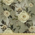 thumbnail image 1 of Ambesonne Flowers Vintage Fabric by the Yard Upholstery, Eucalyptus Pattern, 5 Yards, Pistachio Green Off White, 1 of 5
