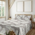 thumbnail image 1 of Ambesonne Flowers Vintage Fitted & Flat Sheet with Shams 4 Pcs Set, Cottagecore Peony, King, Taupe Grey Off White, 1 of 1