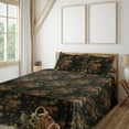 thumbnail image 1 of Ambesonne Flowers Vintage Fitted & Flat Sheet with Shams 4 Pcs Set, Night Rose Pattern, King, Pale Ruby and Pale Green, 1 of 5