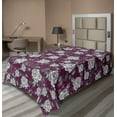 thumbnail image 1 of Ambesonne Flowers Vintage Flat Bedding Sheet Soft Top Sheet, Rose Design Romance, Twin, Dark Magenta Off White, 1 of 1