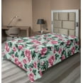 thumbnail image 1 of Ambesonne Flowers Vintage Flat Bedding Sheet Soft Top Sheet, Vintage Feels Roses, Twin, Almond Green Magenta Teal, 1 of 1