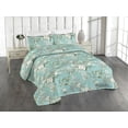 thumbnail image 1 of Ambesonne Flowers Vintage Quilted Bedspread Set 3 Pcs, Retro Floral Art, Twin, Almond Green Eggshell, 1 of 4