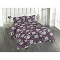 thumbnail image 1 of Ambesonne Flowers Vintage Quilted Bedspread Set 3 Pcs, Rose Design Romance, Queen, Dark Magenta Off White, 1 of 4