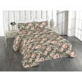 thumbnail image 1 of Ambesonne Flowers Vintage Quilted Bedspread Set 3 Pcs, Soft Colors Floral, Queen, Blush Cadet Blue Cream, 1 of 4