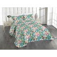 thumbnail image 1 of Ambesonne Flowers Vintage Quilted Coverlet 3 Pcs, Cottagecore Floral, King Size, Seafoam Pale Pink Blush, 1 of 4