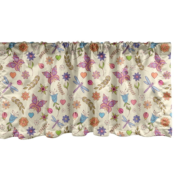 Ambesonne Flowers Window Valance, Abstract Colorful Flora, 54" X 18", Multicolor