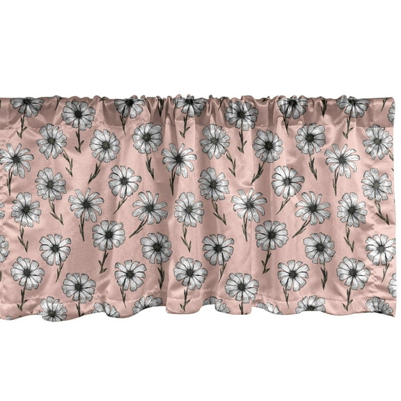 Ambesonne Flowers Window Valance, Chamomile Floral Motifs, 54" X 12", Blush Purpleblue