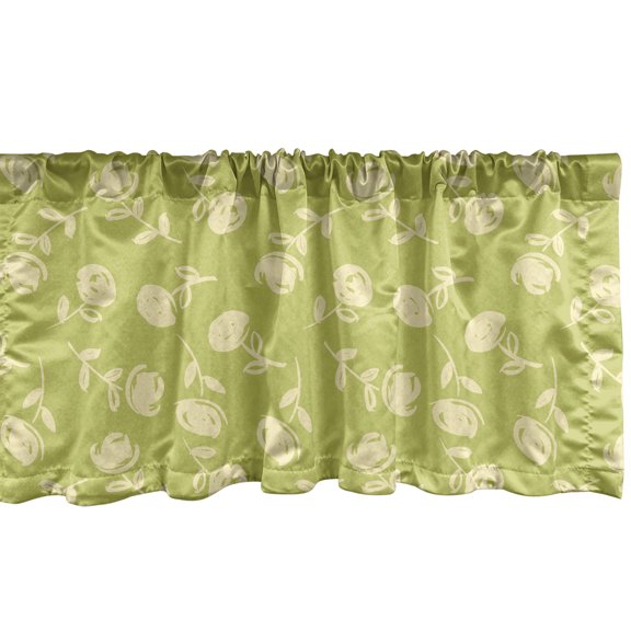 Ambesonne Flowers Window Valance, Hand Painted Romantic Roses, 42" x 12", Khaki Pale Yellow