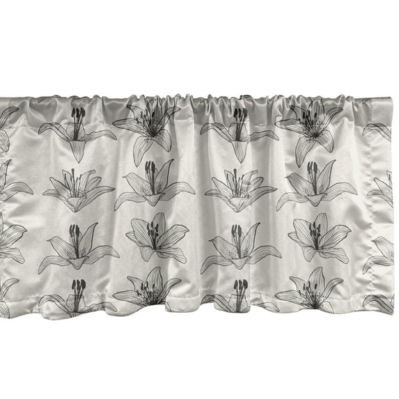Ambesonne Flowers Window Valance, Lily Petals Garden Growing, 42" x 18", Dark Grey and Coconut