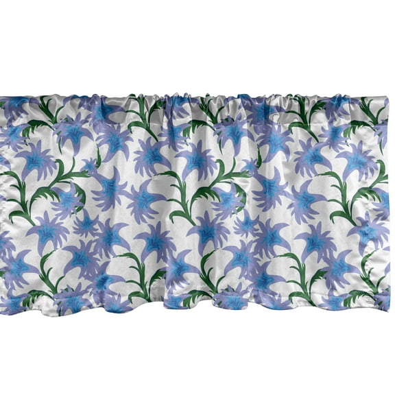 Ambesonne Flowers Window Valance, Natural Theme Spring Blossoms Pattern with Branches Botanical Art, Curtain Valance for Kitchen Bedroom Decor with Rod Pocket, 54" X 12", Lavender Blue Green