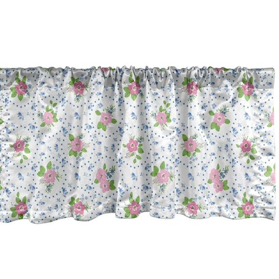 Ambesonne Flowers Window Valance, Nature Romance Classic, 54" X 12", Pink and Blue