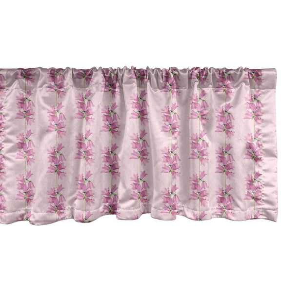 Ambesonne Flowers Window Valance, Pink and Purple Bluebells, 54" X 18", Pale Pink Pale Purple