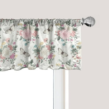 Ambesonne Flowers Window Valance, Roses Bouquet, 54" X 18", Pale Pink Green